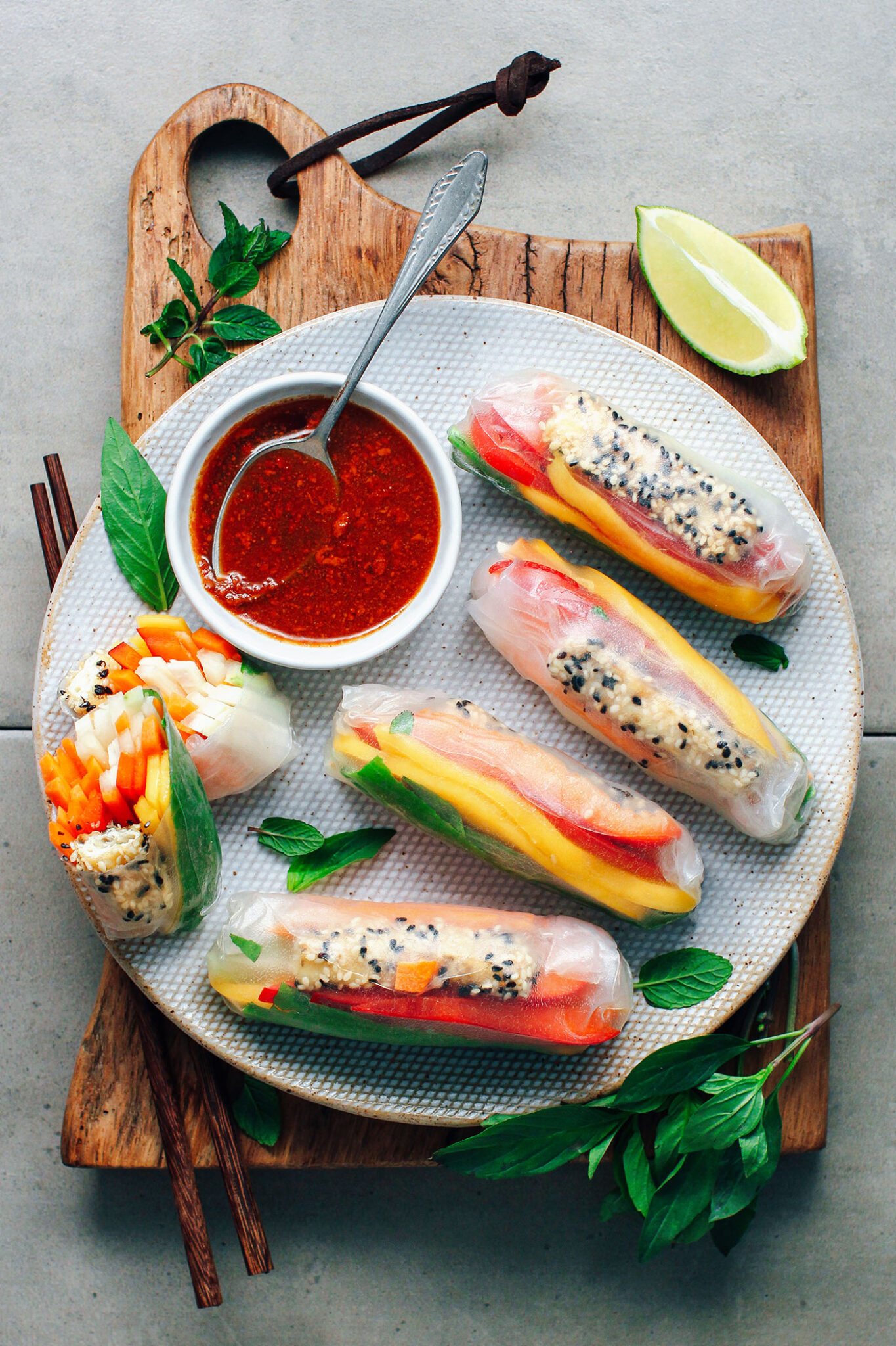 Sesame Crusted Tofu & Mango Summer Rolls Full of Plants