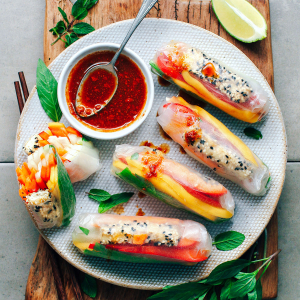 Sesame Crusted Tofu & Mango Summer Rolls