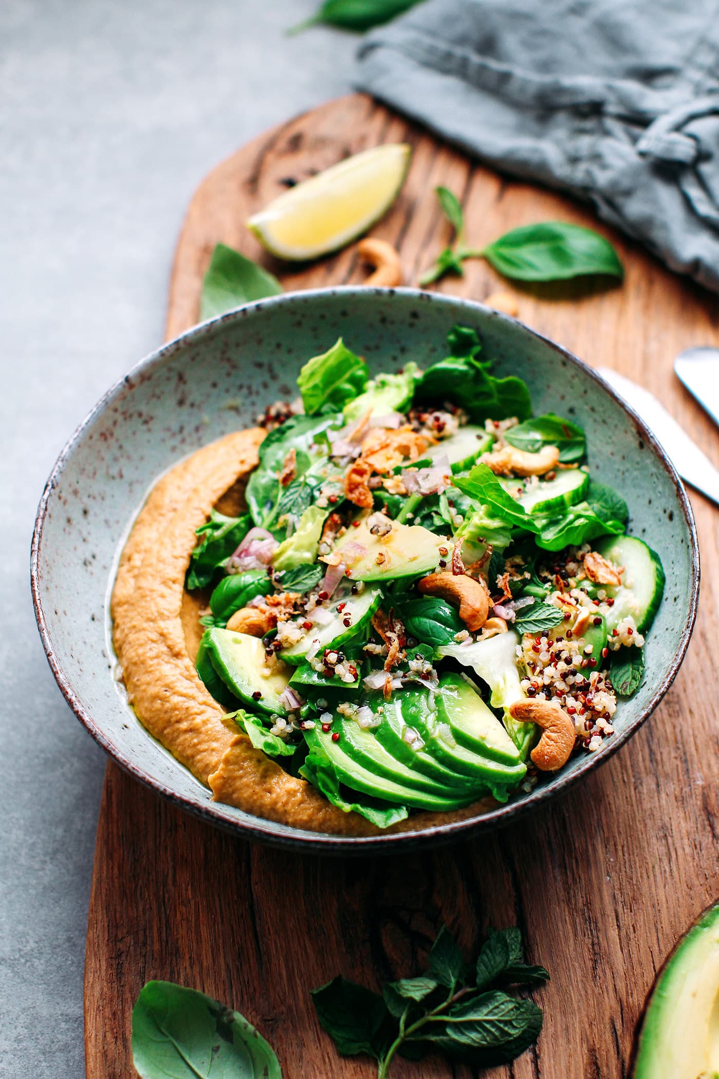 Quinoa Green Salad with Buffalo Eggplant