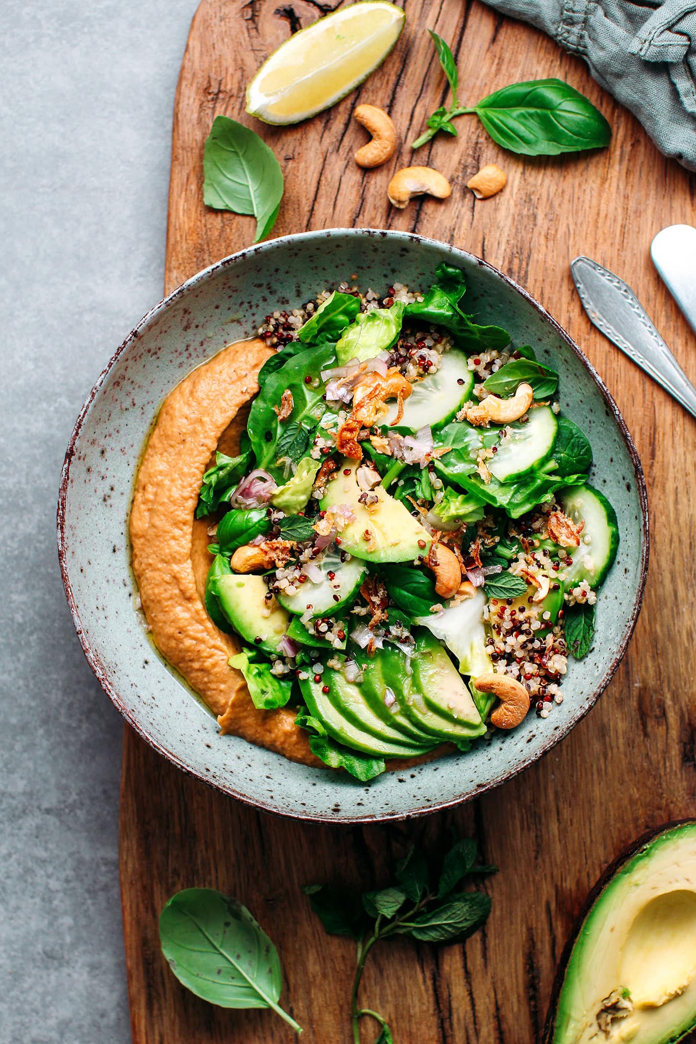 Quinoa Green Salad with Buffalo Eggplant