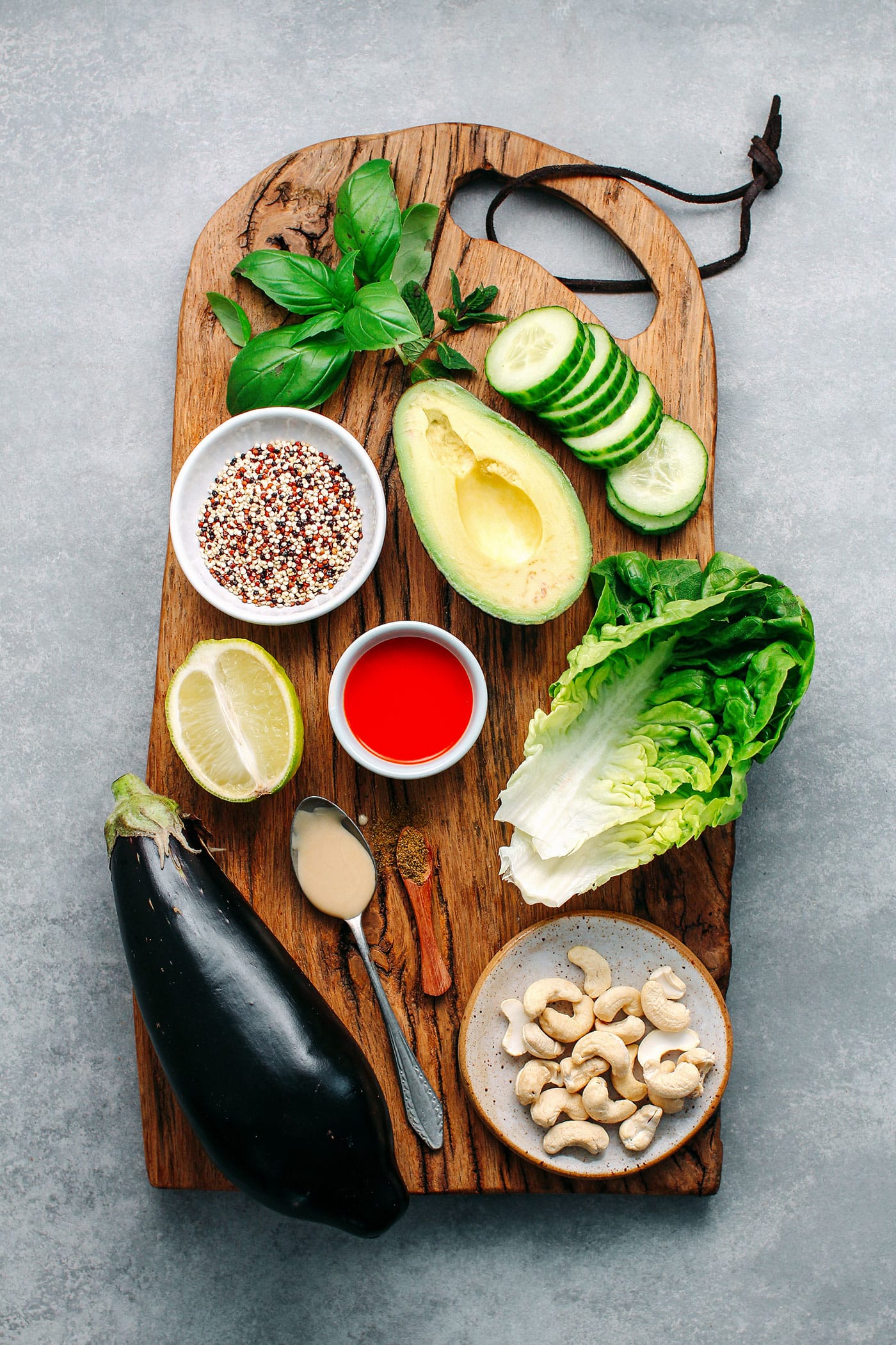 Quinoa Green Salad with Buffalo Eggplant