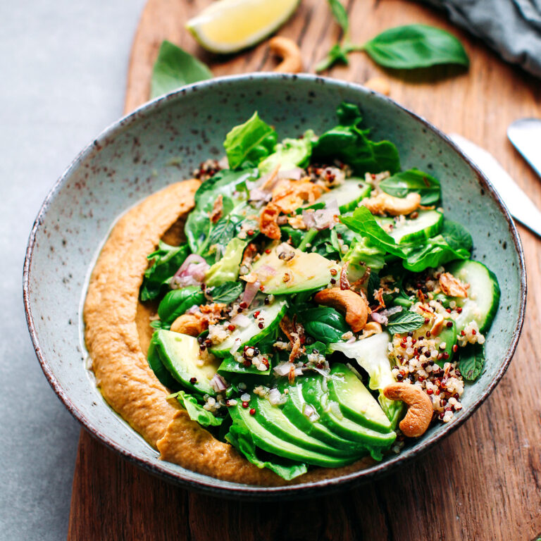 Quinoa Green Salad with Buffalo Eggplant