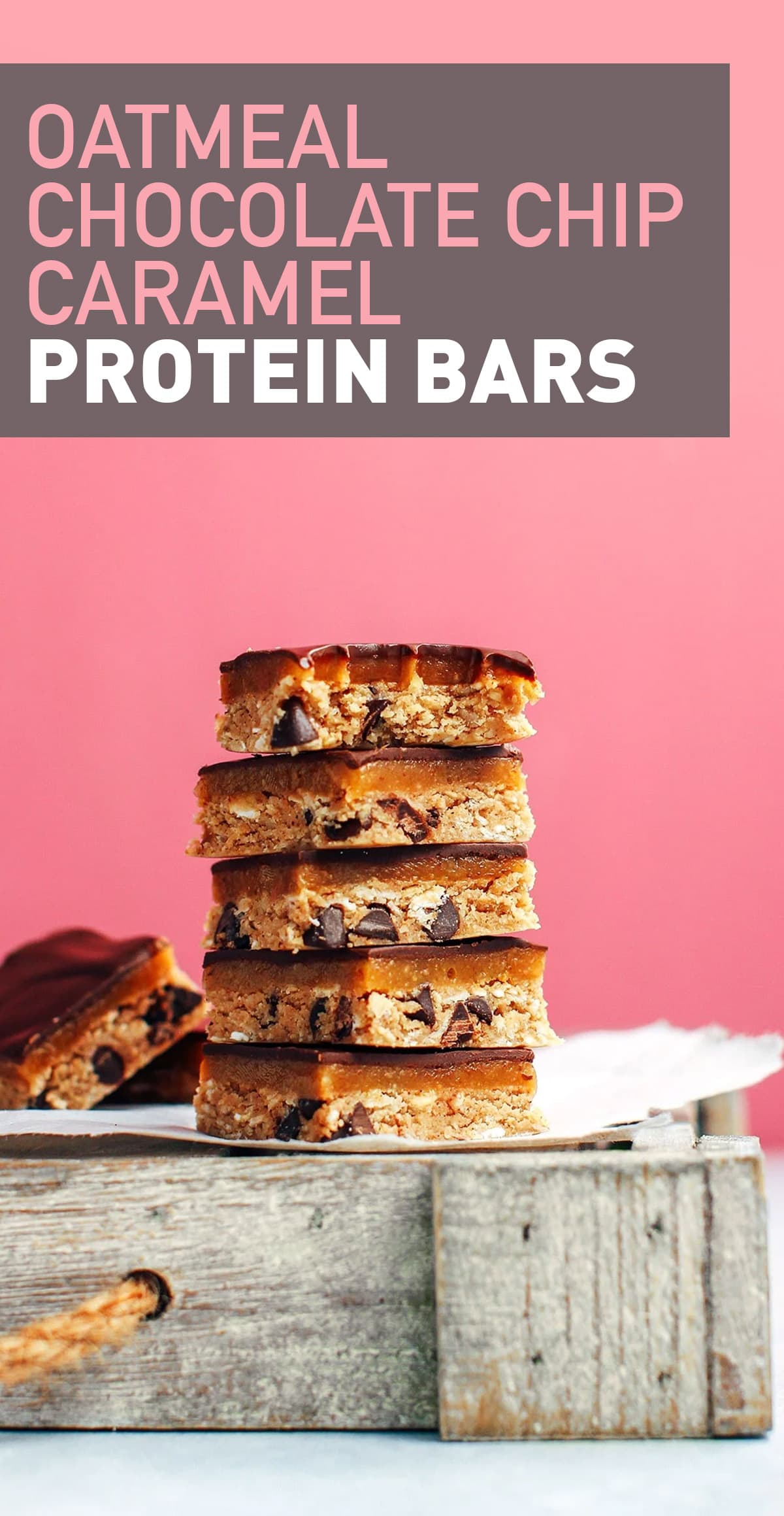 Soft and chewy cookie dough protein bites with a layer of gooey caramel, topped with a thin layer of dark chocolate! Each bite packs almost 3g of protein! #snack #plantbased #vegan #protein