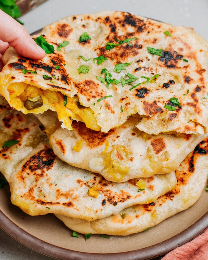 Potato & Green Bean Stuffed Naan