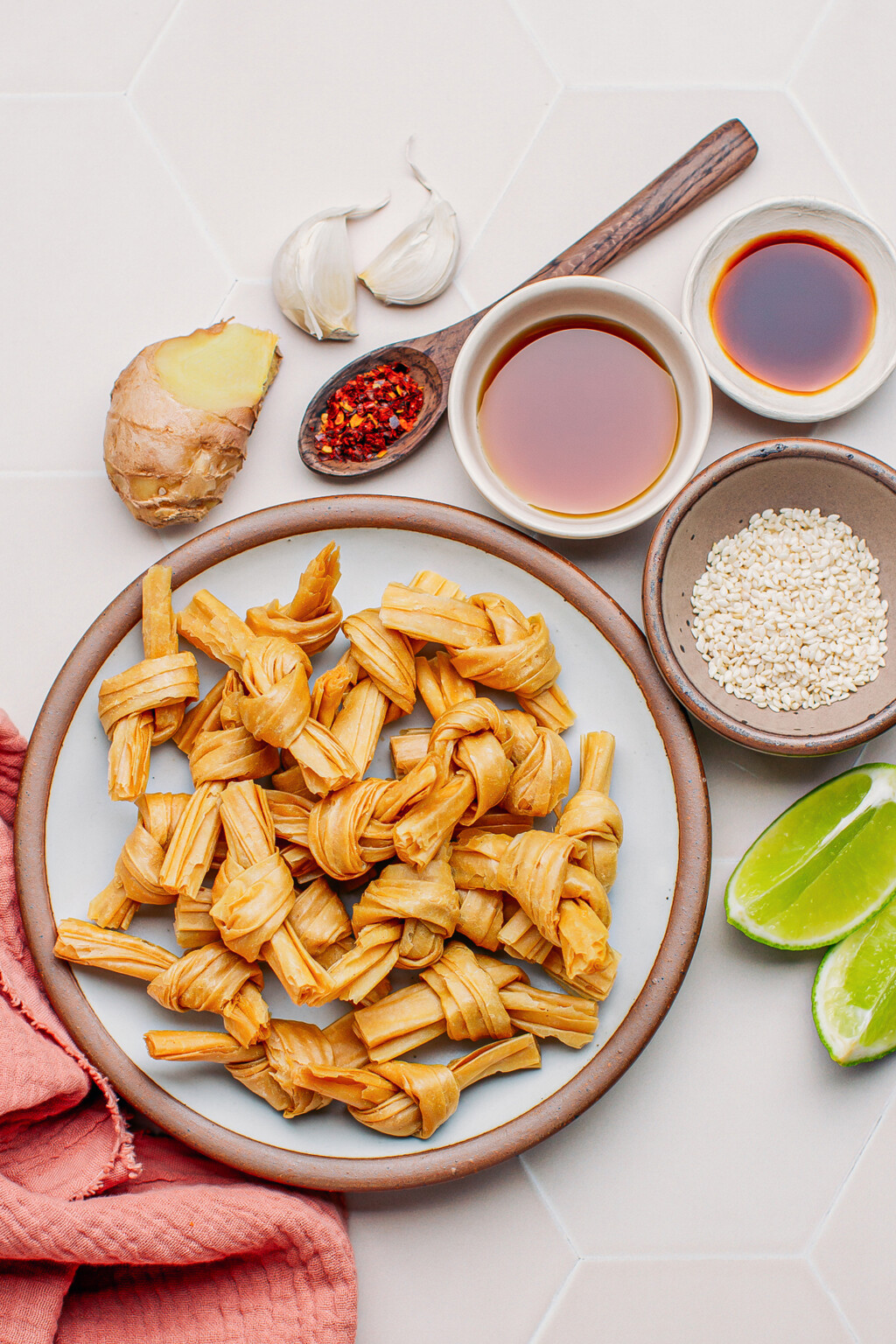 Bean Curd Knots in Spicy Chili Oil Full of Plants