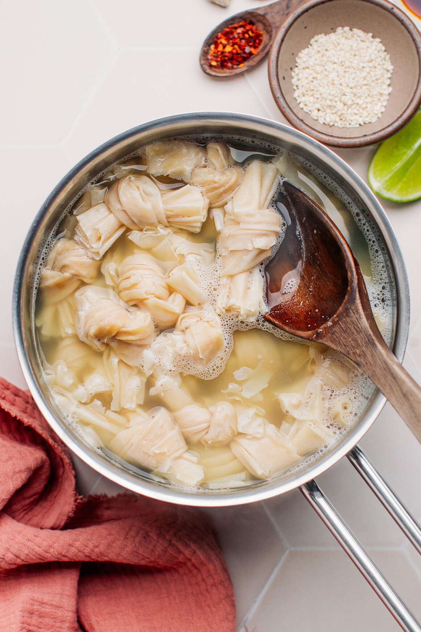 Bean Curd Knots in Spicy Chili Oil Full of Plants