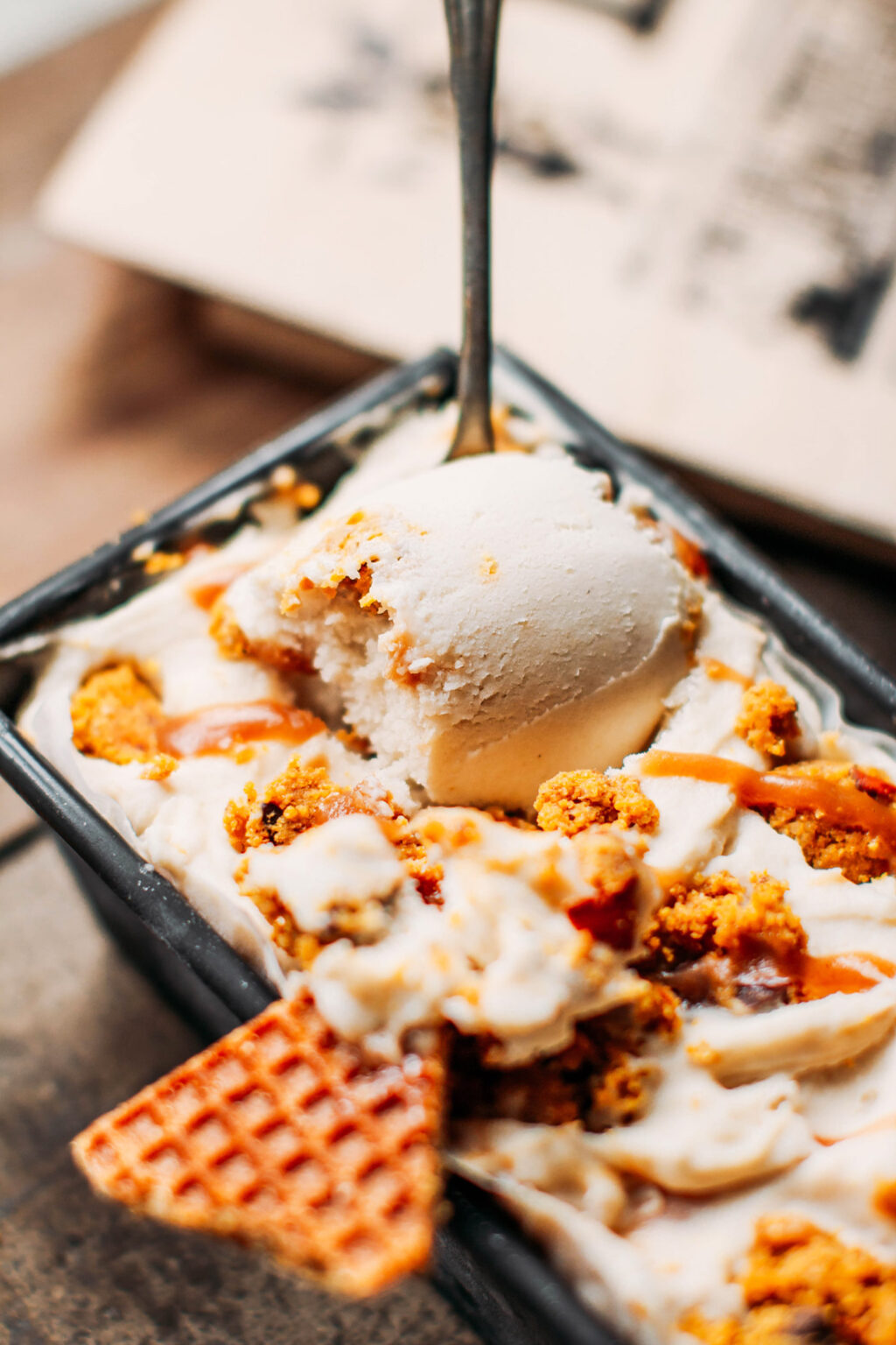 Butterscotch Swirl Pumpkin Cookie Dough Ice Cream Full of Plants