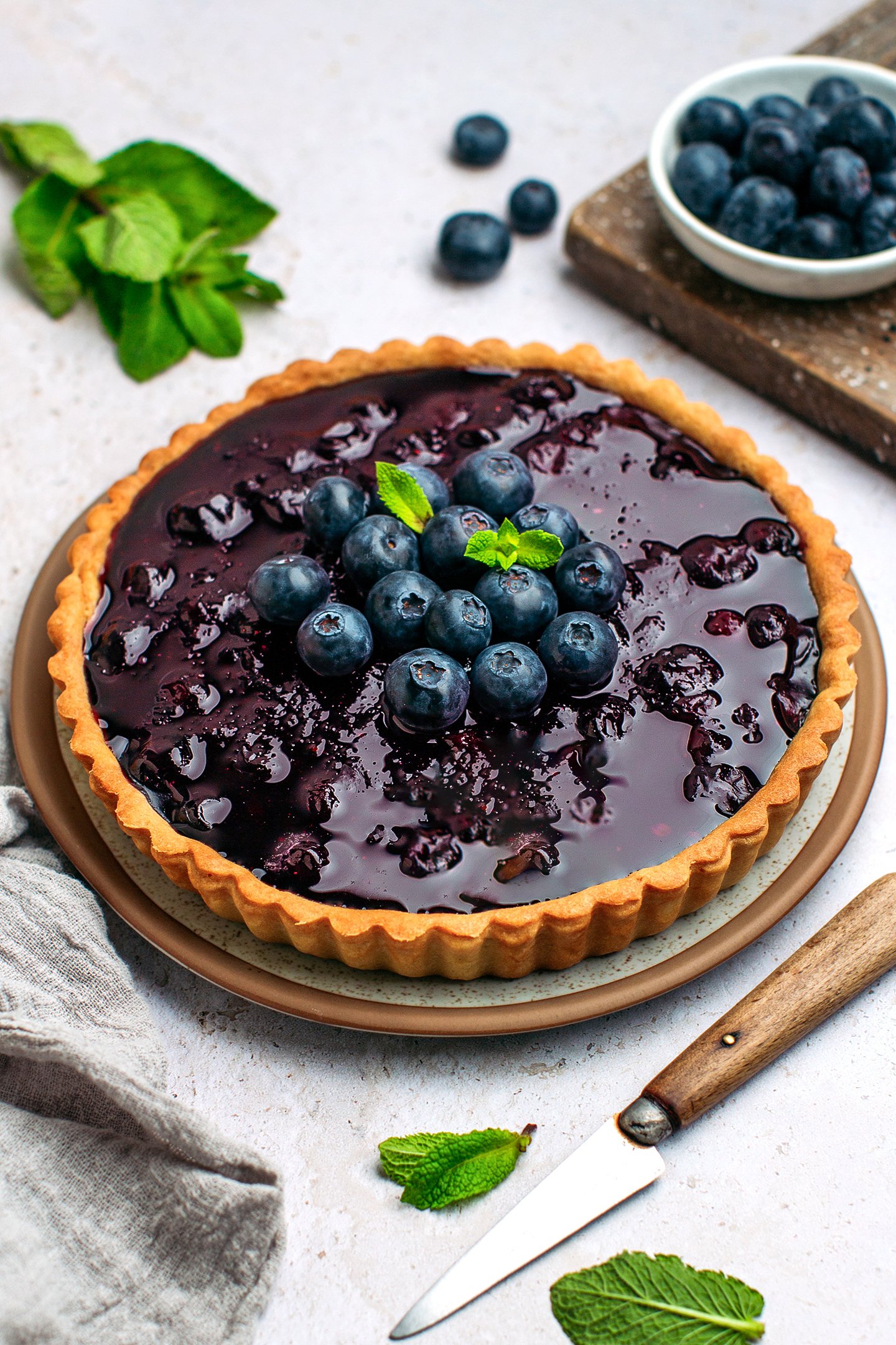 Thick Blueberry Tart (Vegan + Gluten-Free + Refined Sugar-free)