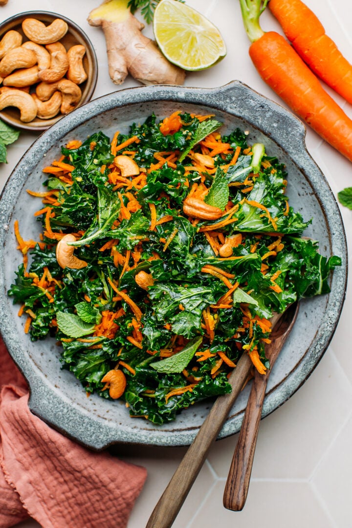 10Minute Ginger Carrot & Kale Salad Full of Plants