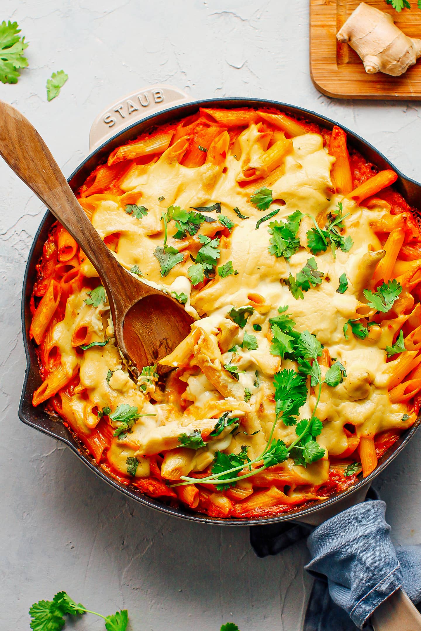 Cheesy Tikka Masala Pasta Bake - Full of Plants