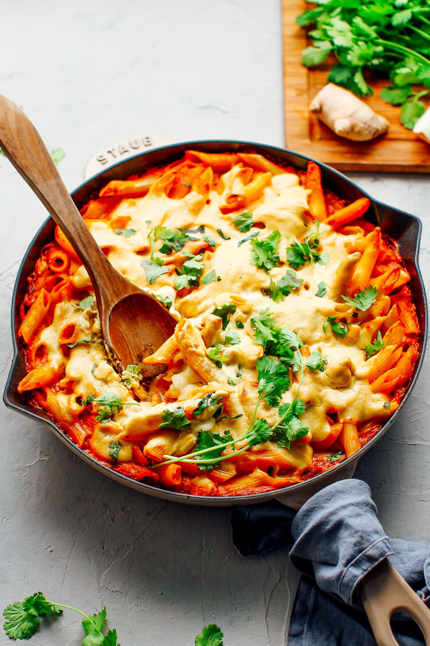 Cheesy Tikka Masala Pasta Bake - Full of Plants