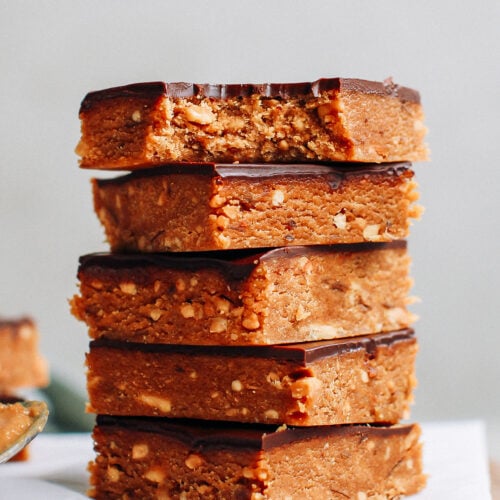 Fudgy Peanut Butter Protein Bars (Vegan + GF)