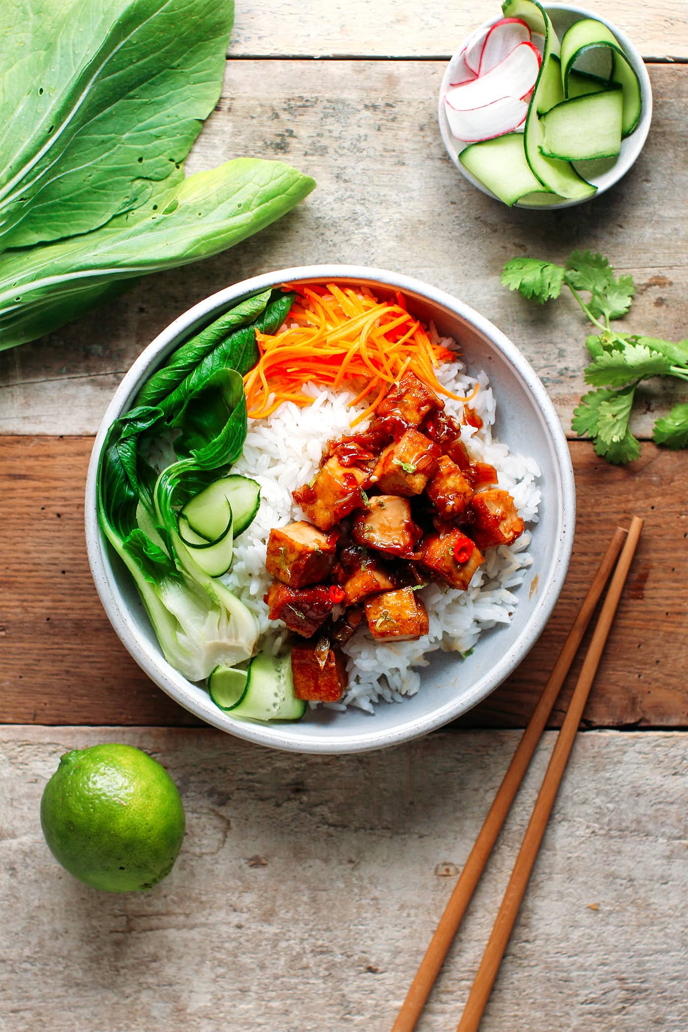 Saucy Caramelized Tofu Bowls