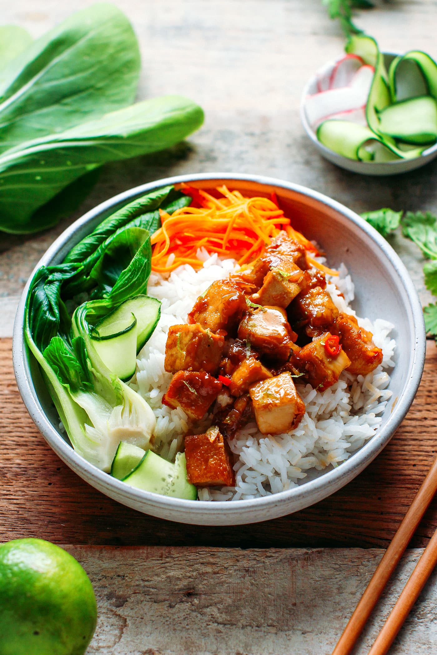 Saucy Caramelized Tofu Bowls