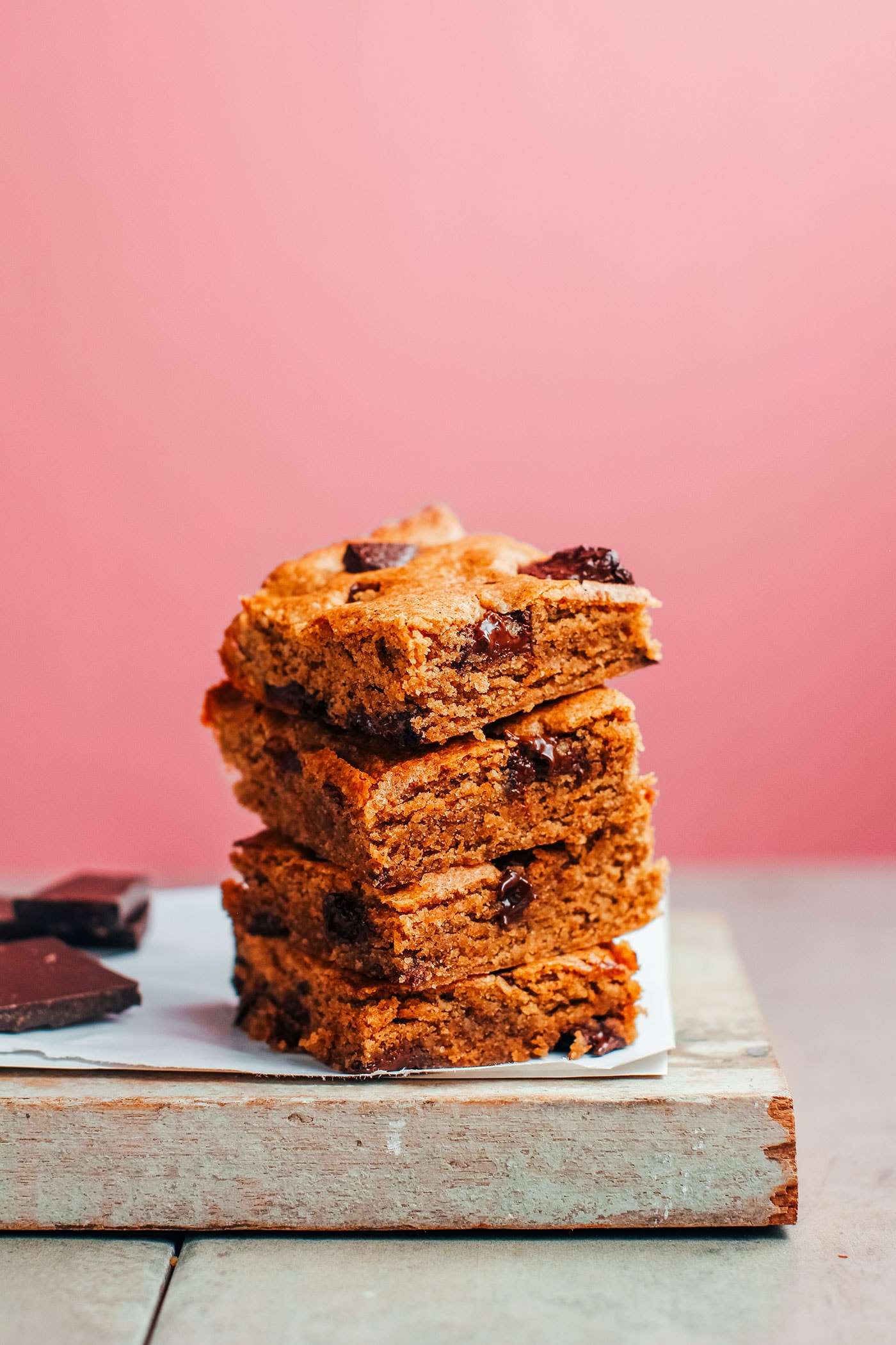 Chocolate Chunk Buckwheat Blondies (Vegan + GF)