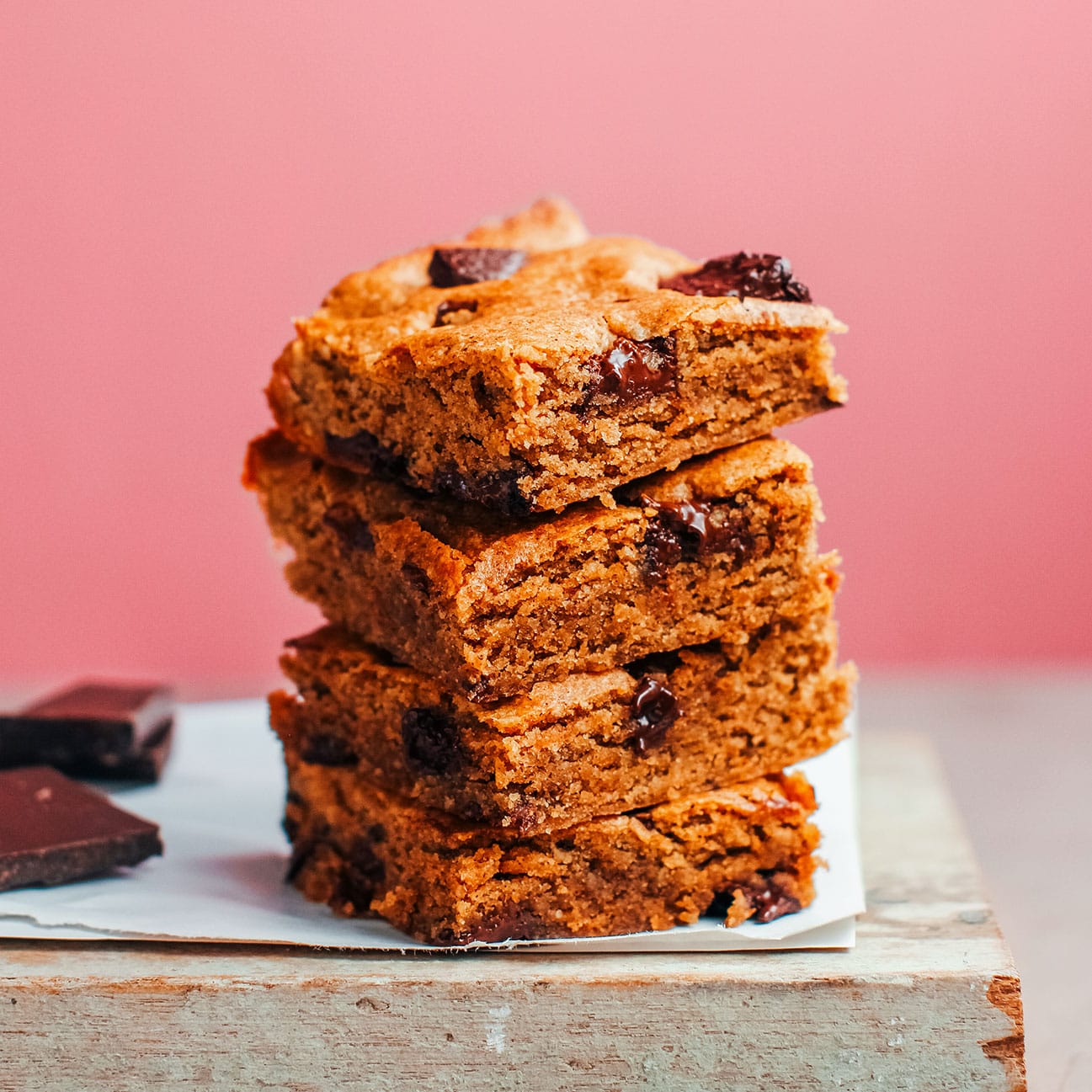 Chocolate Chunk Buckwheat Blondies (Vegan + GF)