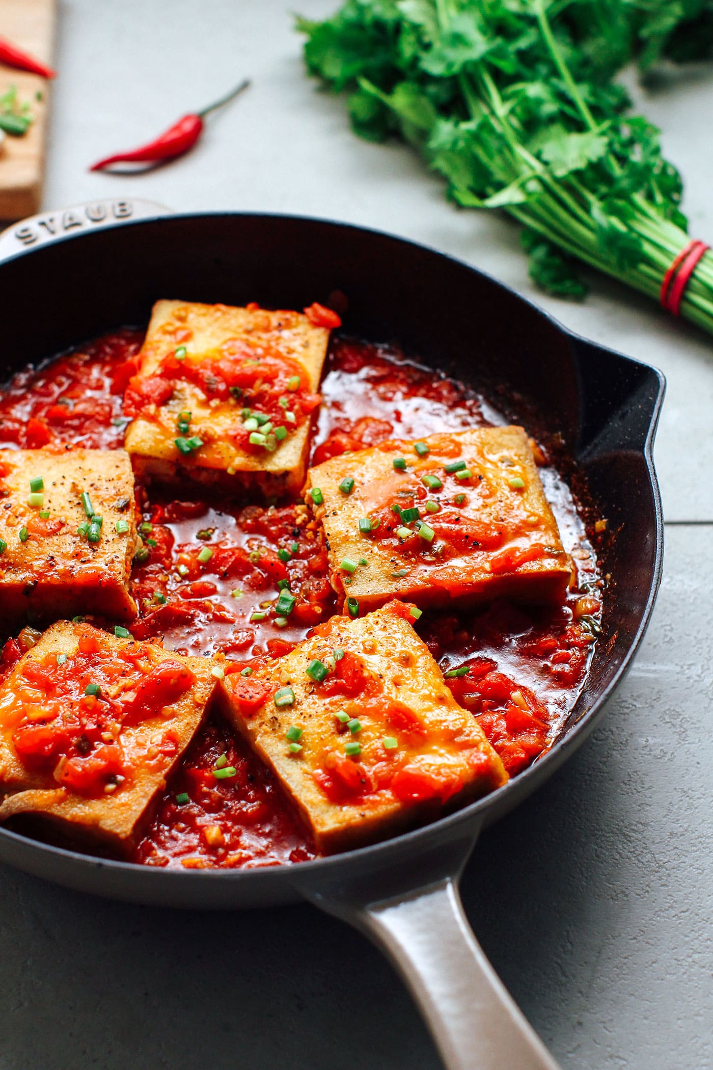 Stuffed Tofu in Tomato Sauce