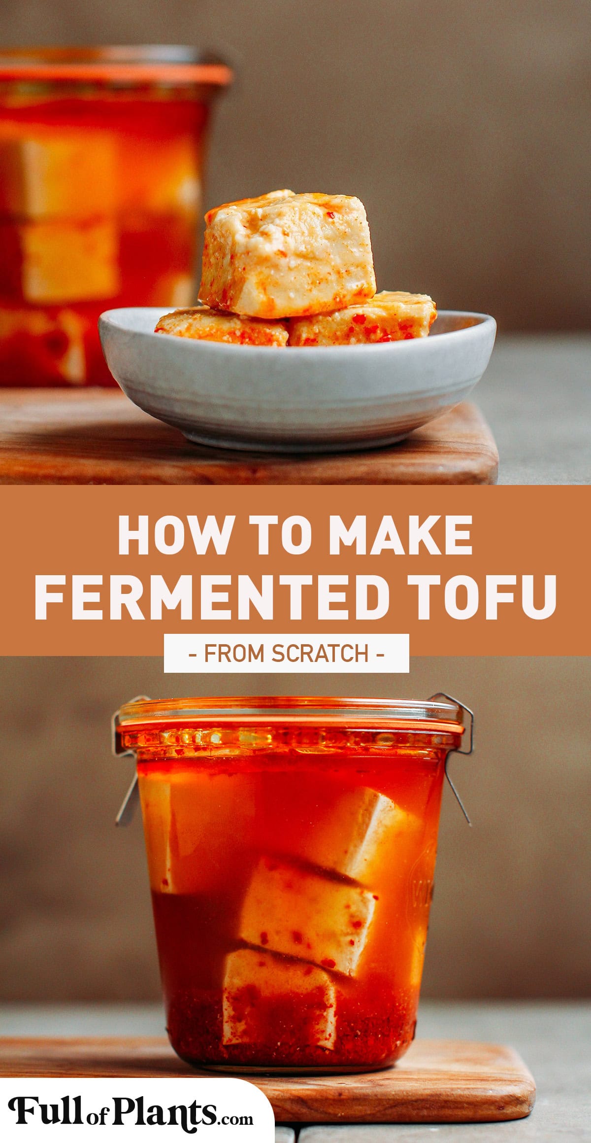 Learn how to make fermented tofu, also known as chao, from scratch! It's the perfect condiment to use in sauces, marinades, soups, and more! #plantbased #vegan #tofu