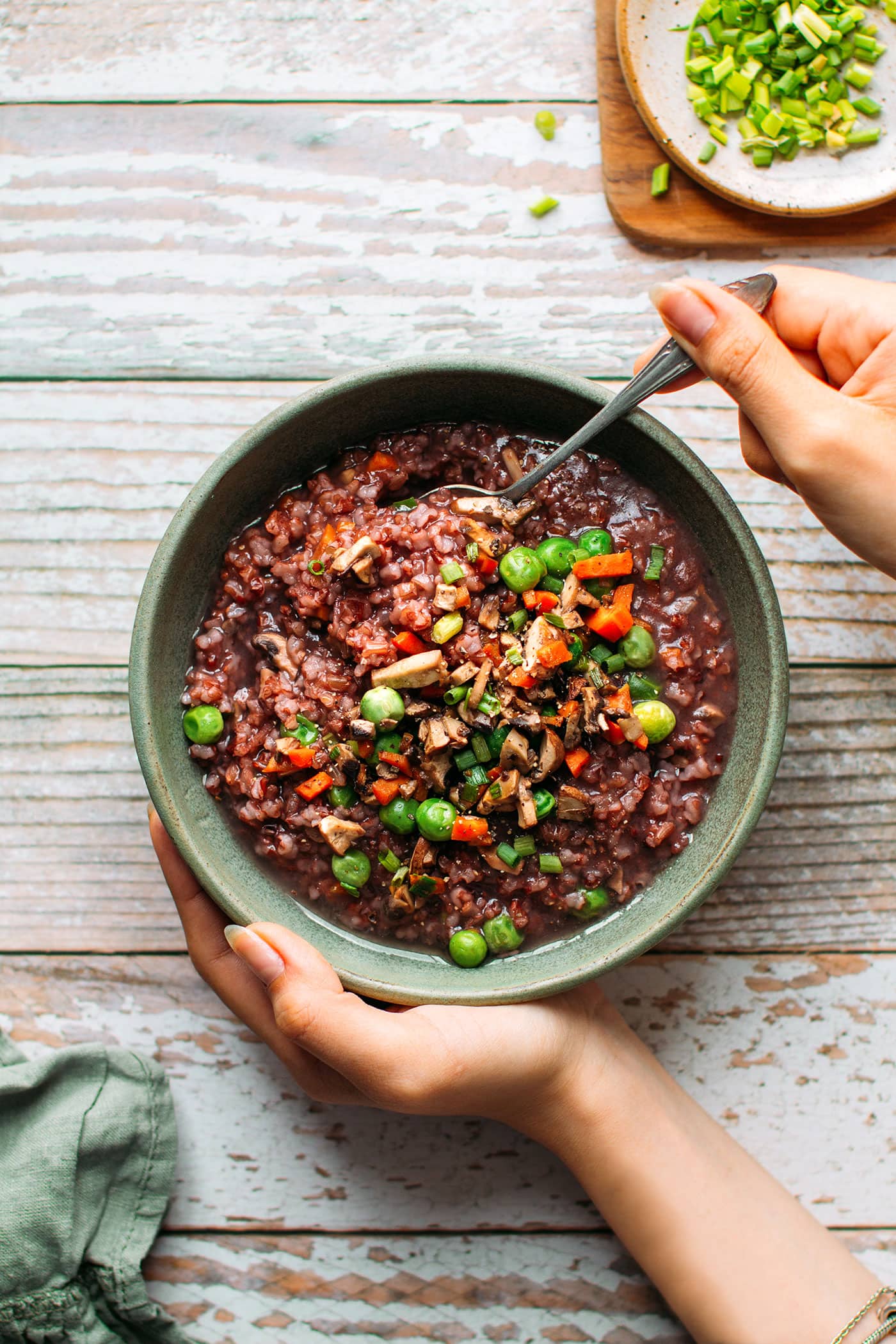 Cozy Red Rice Soup with Mushrooms