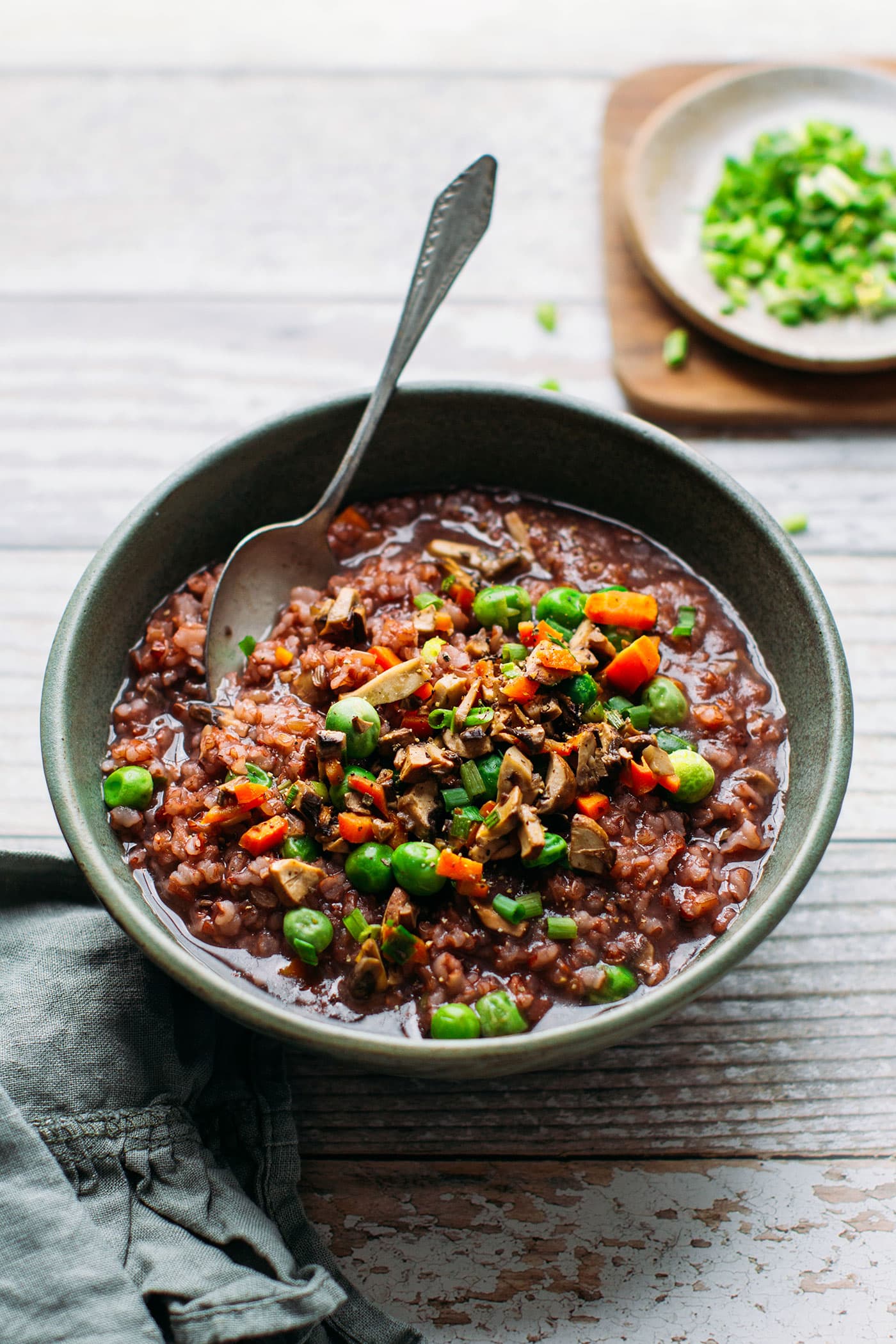 Cozy Red Rice Soup with Mushrooms