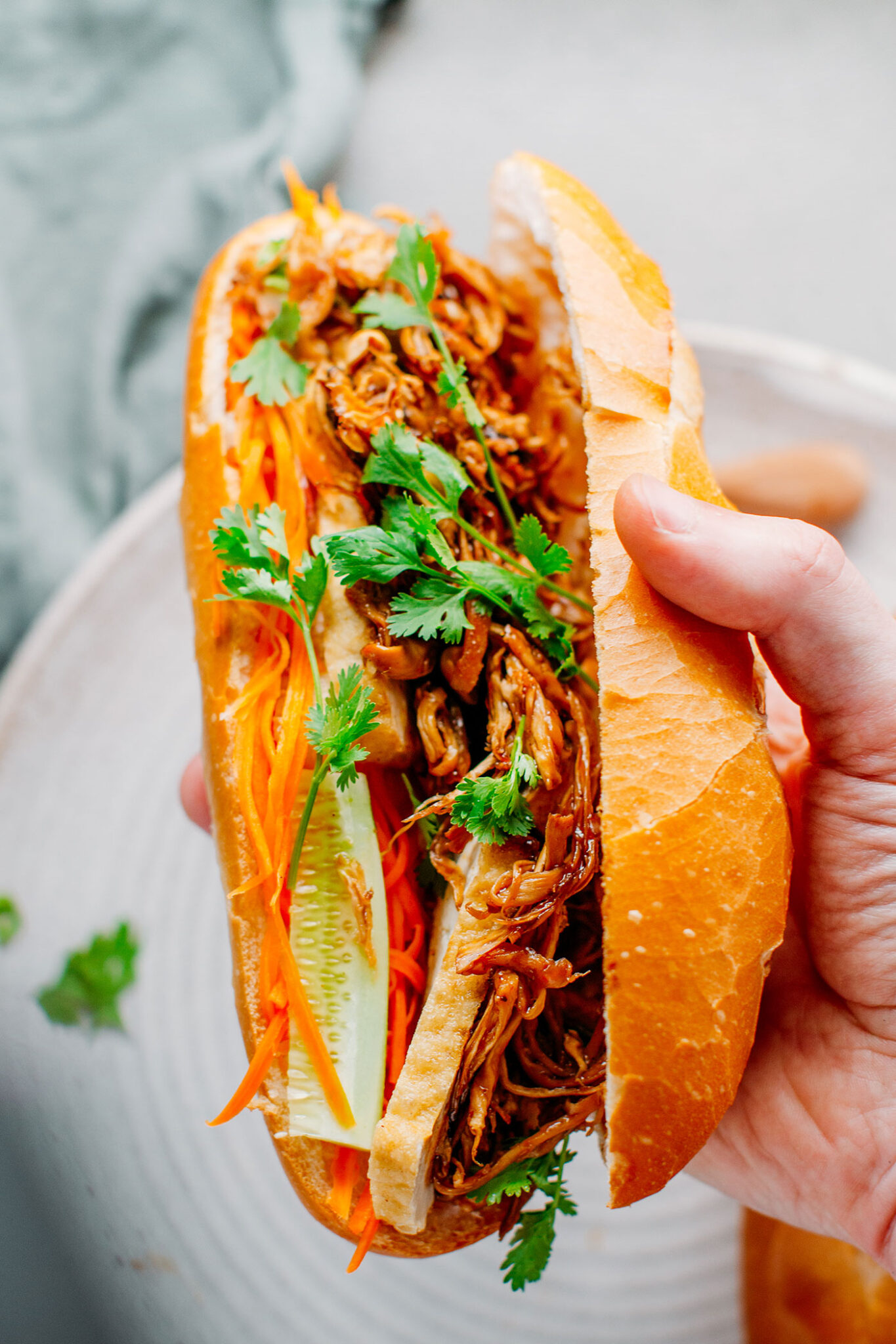 Vegan Pulled Mushroom Banh Mi Full of Plants
