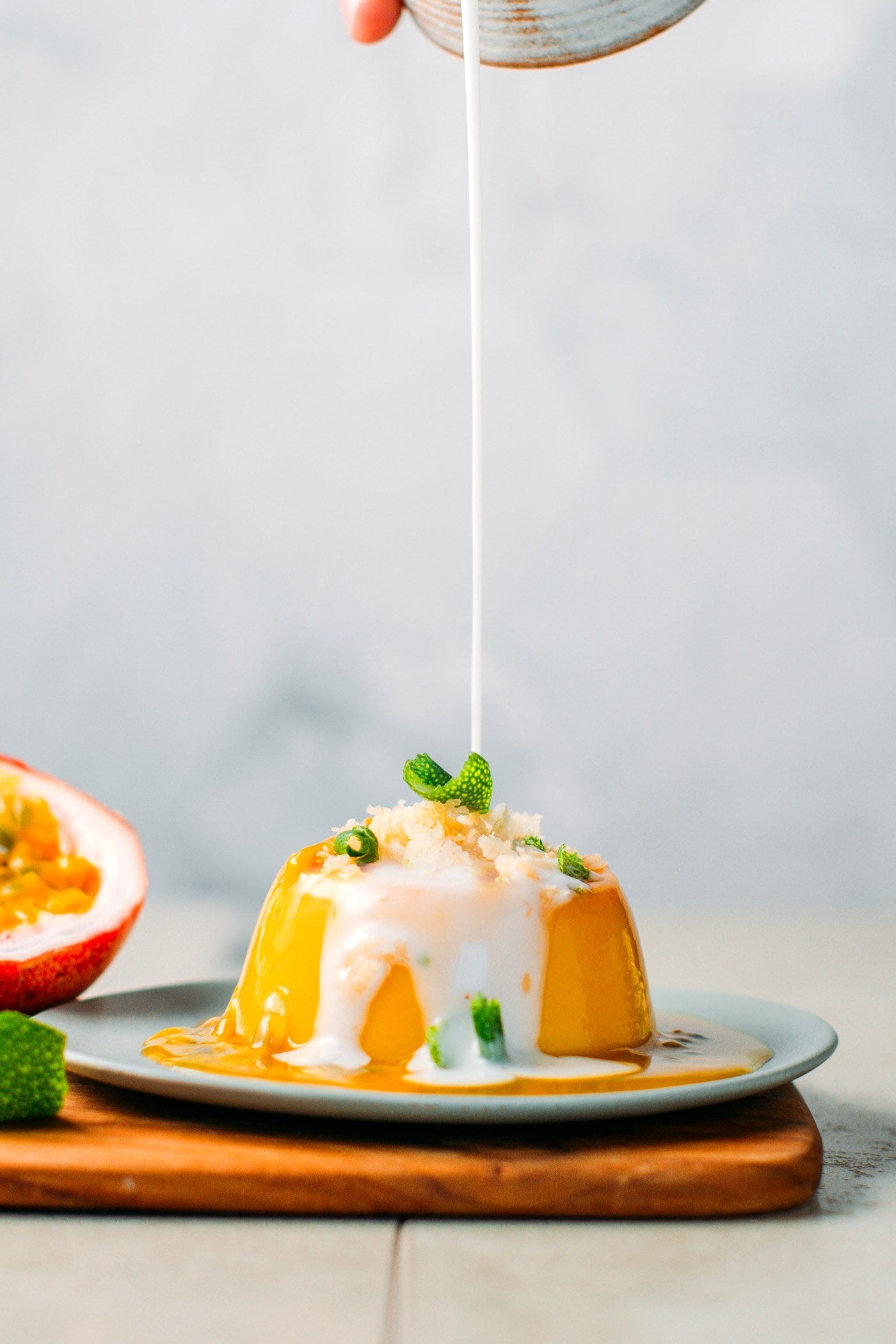 Mango & Passion Fruit Flan (Vegan + GF)