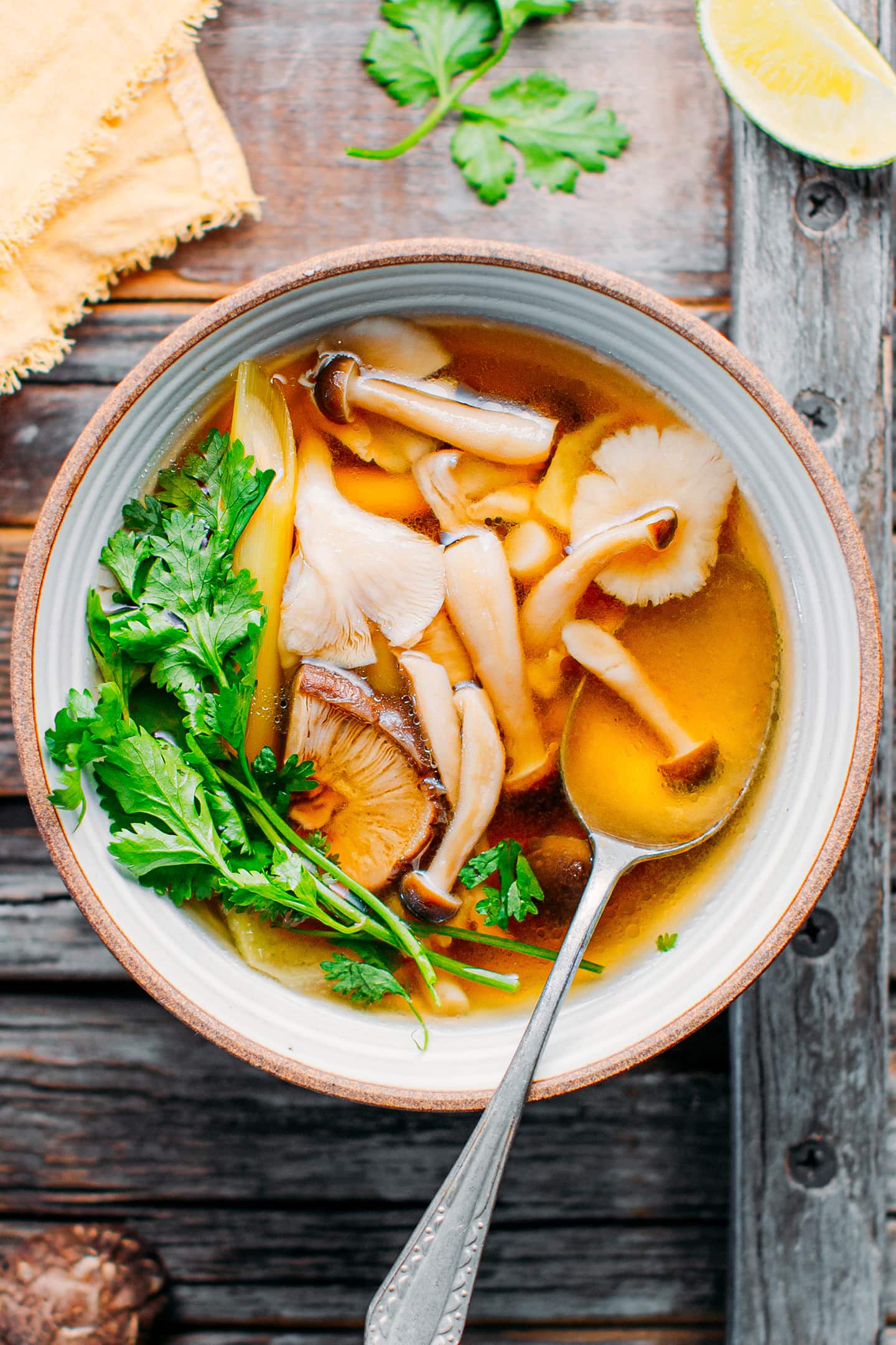 Healing Lemongrass And Mushroom Broth Full Of Plants