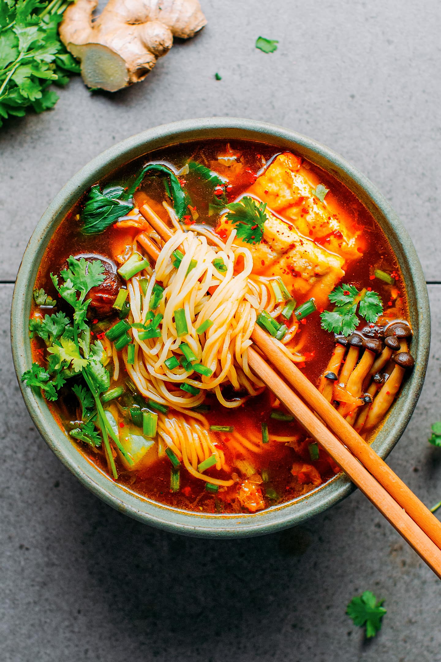 Vegan Kimchi Noodle Soup - Full of Plants