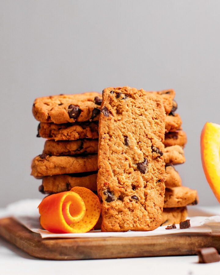 Chocolate Chip Orange Shortbread Cookies (Vegan + GF)