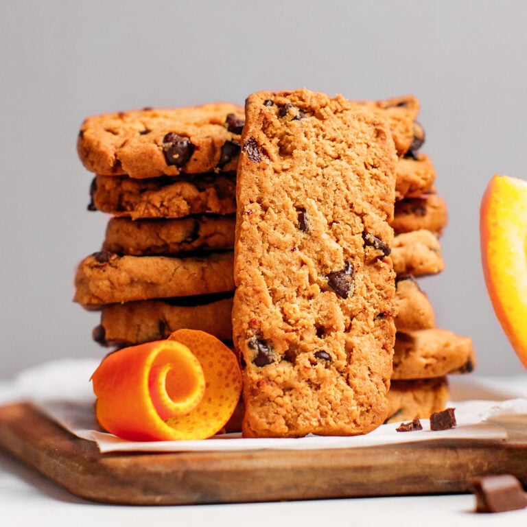 Chocolate Chip Orange Shortbread Cookies (Vegan + GF)