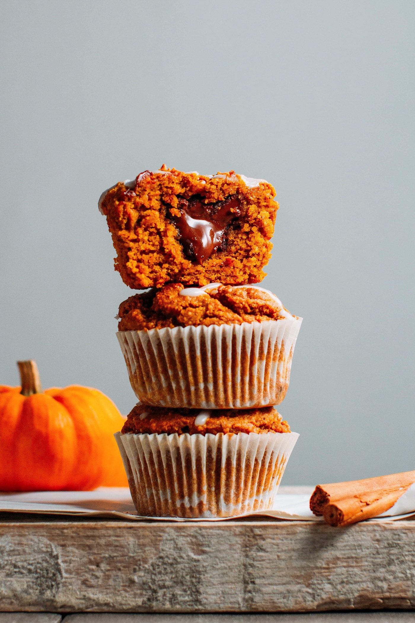 Chocolate Hazelnut Stuffed Pumpkin Muffins (Vegan +GF)