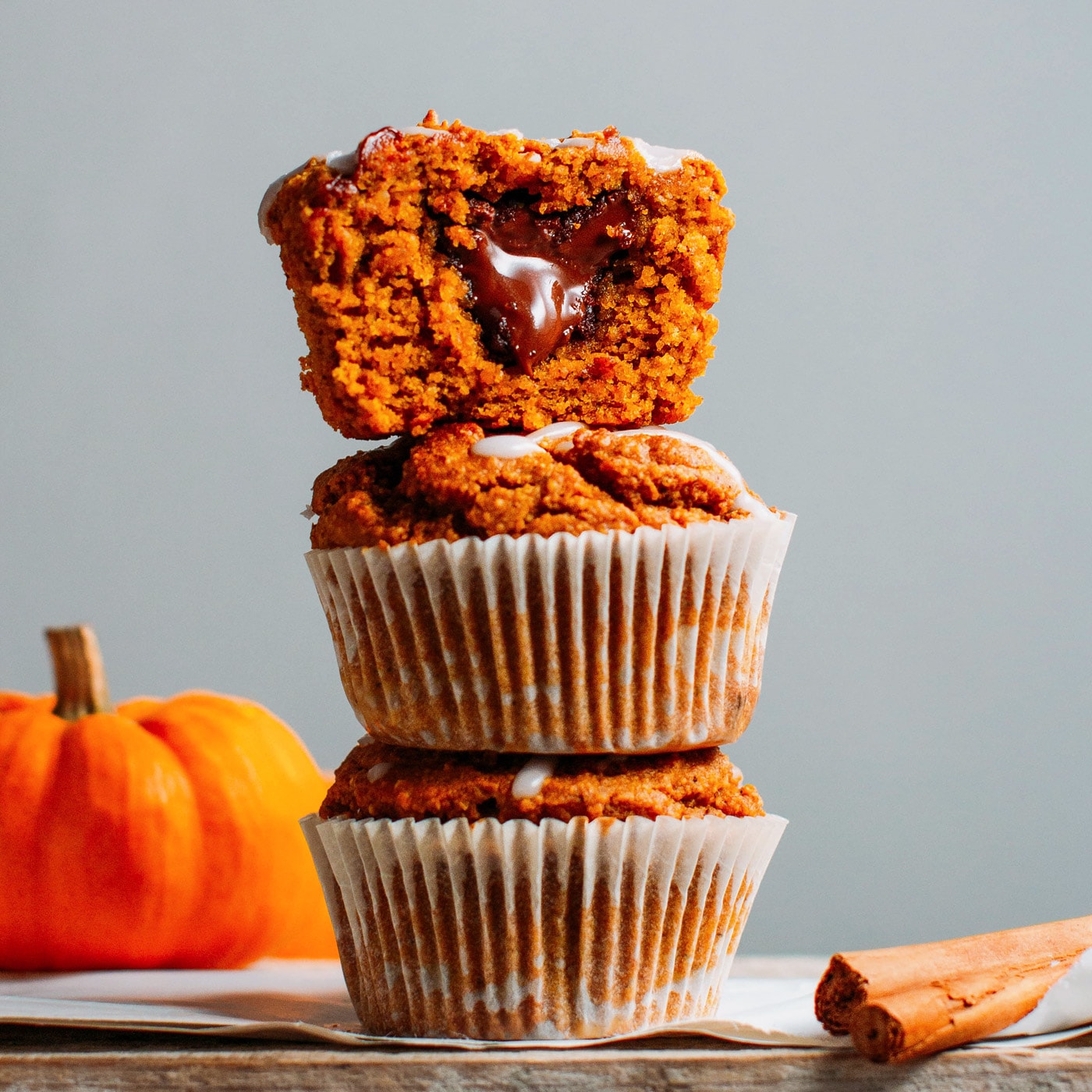 Chocolate Hazelnut Stuffed Pumpkin Muffins-image