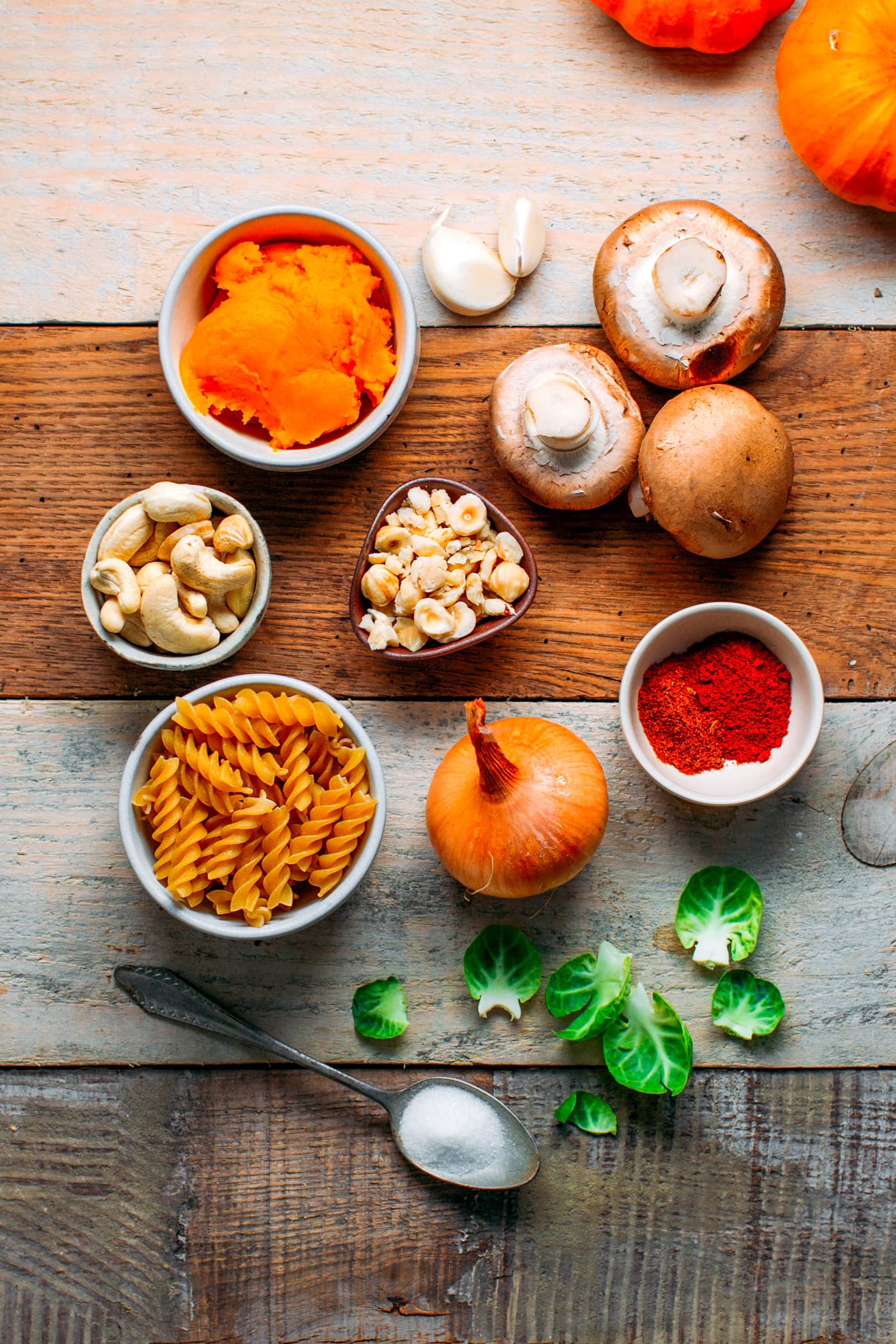 Creamy Pumpkin Pasta with Caramelized Hazelnut Mushrooms