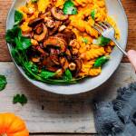 Creamy Pumpkin Pasta with Caramelized Hazelnut Mushrooms