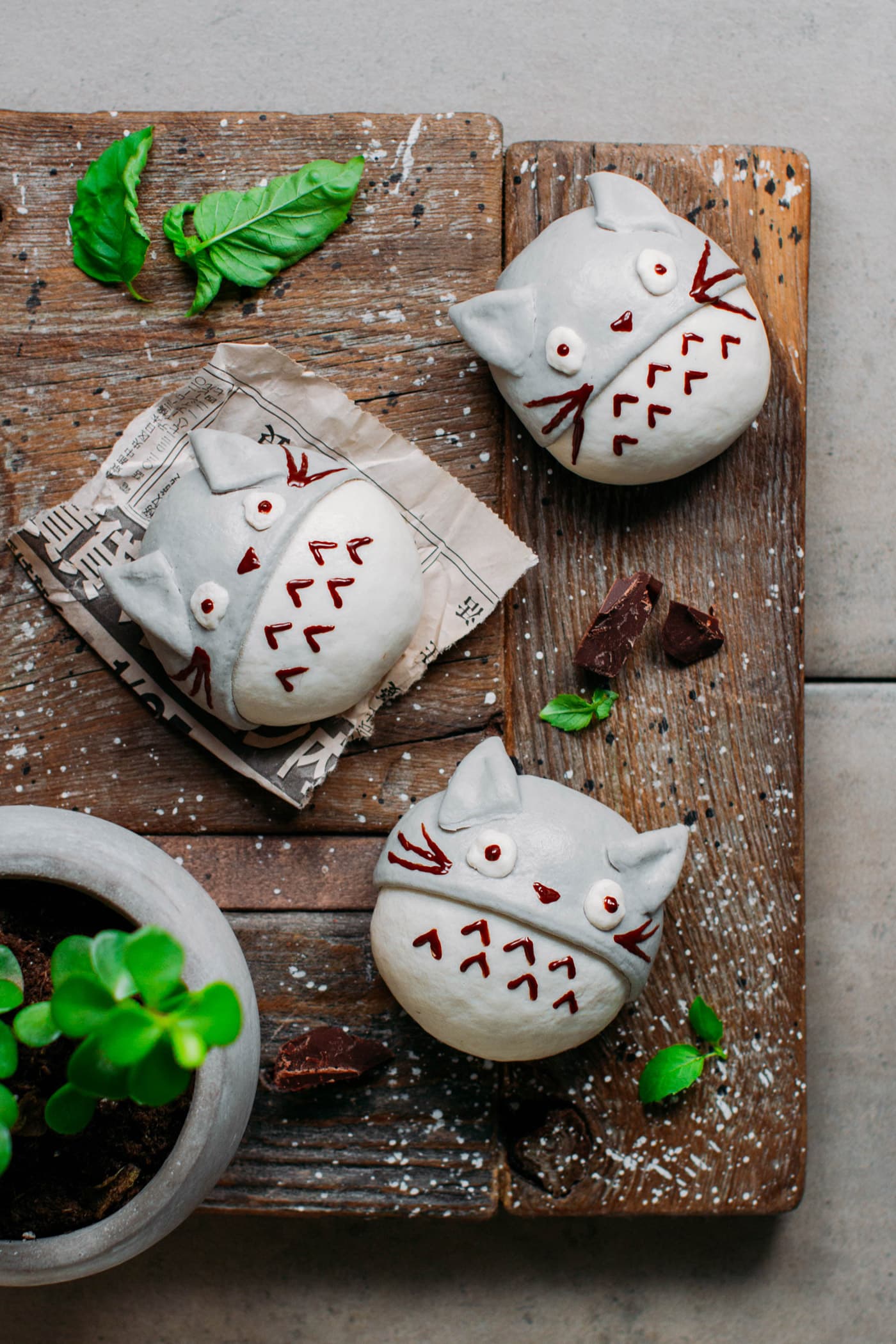 Totoro Steamed Buns (Chocolate Filled!)