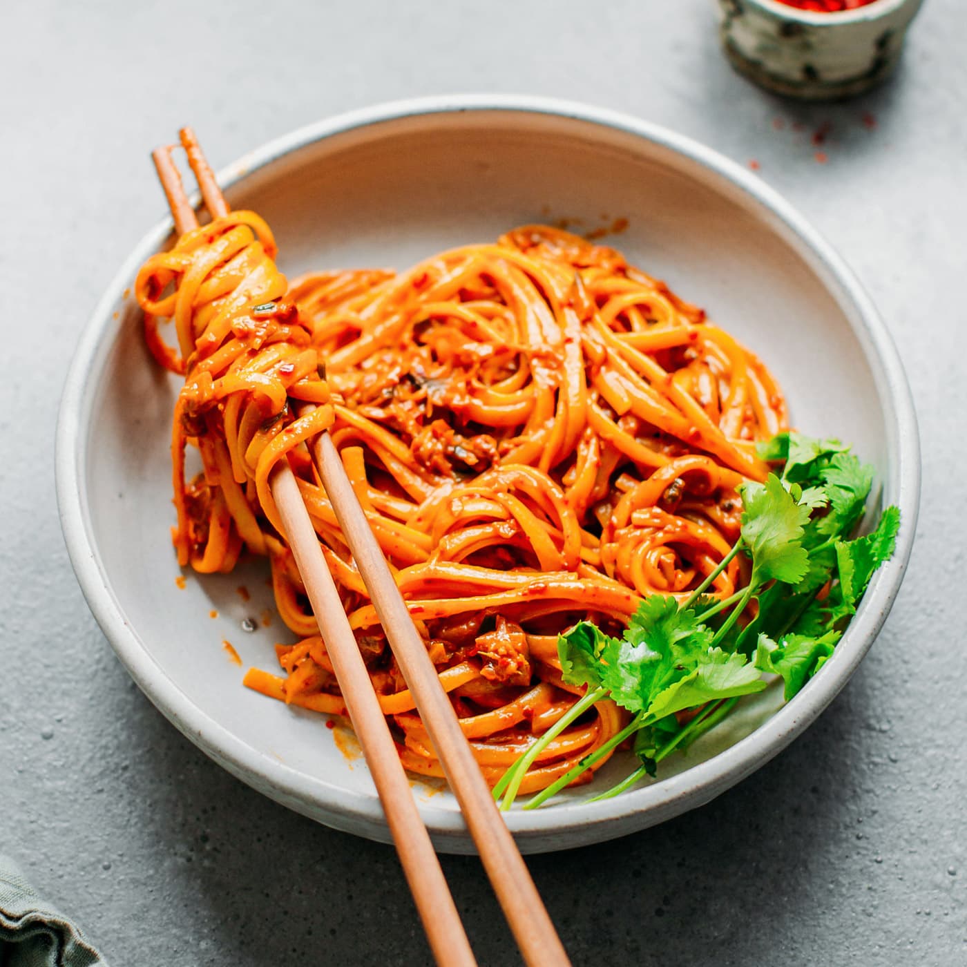 10-Minute Chili Almond Butter Noodles - Full of Plants