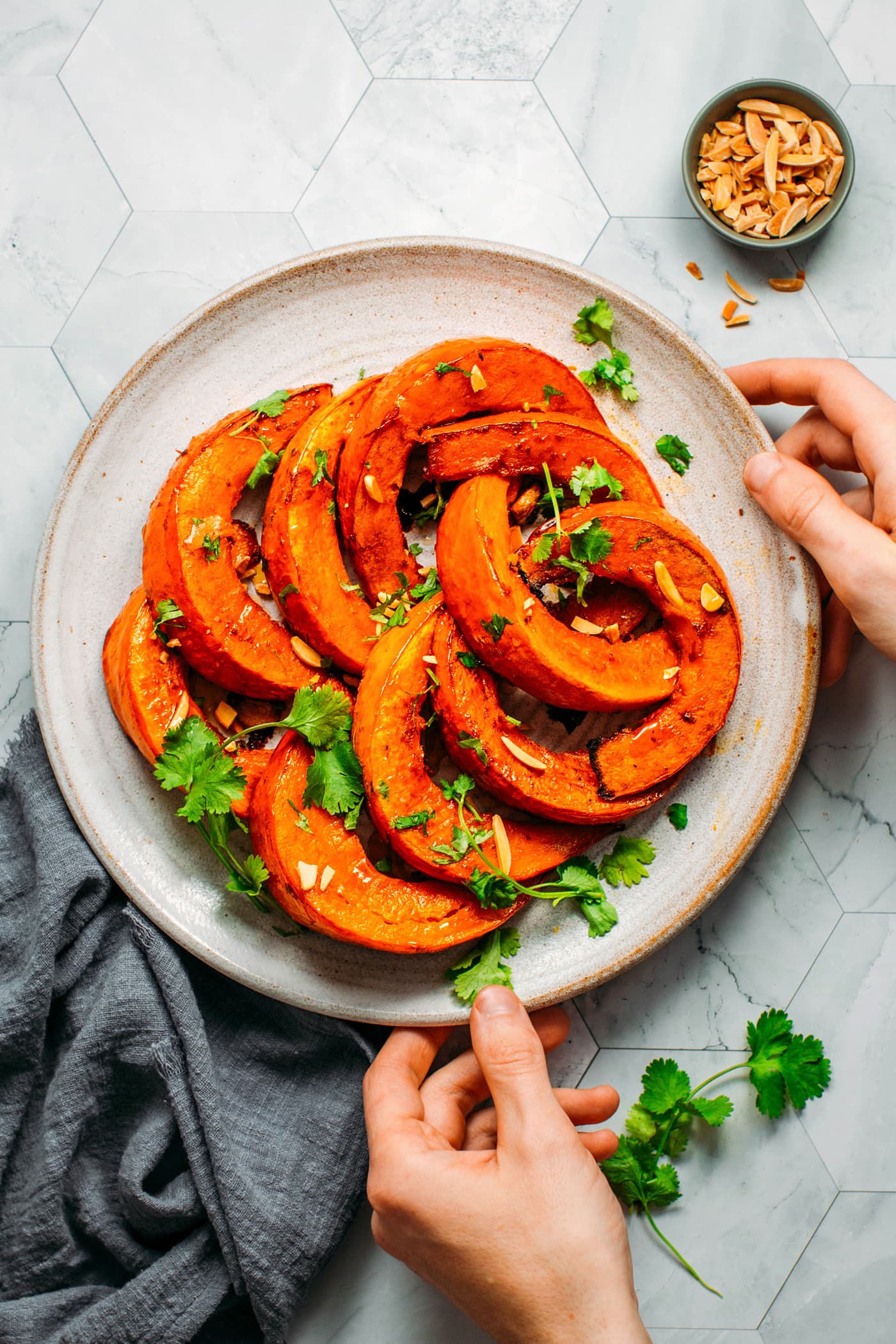 Smoky Garlic Roasted Pumpkin Wedges