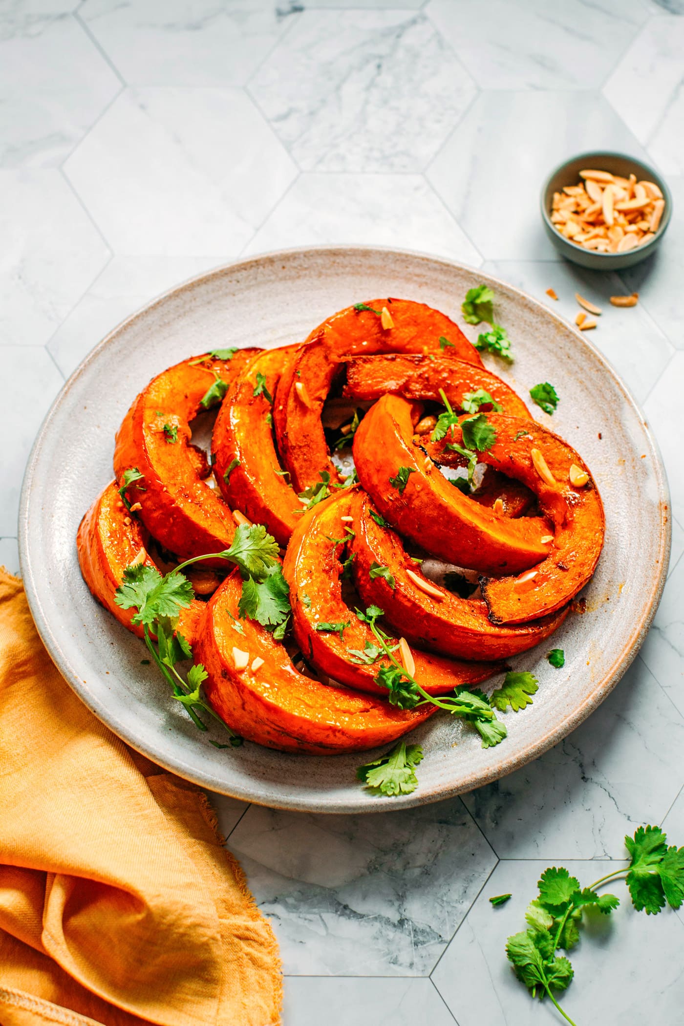 Smoky Garlic Roasted Pumpkin Wedges