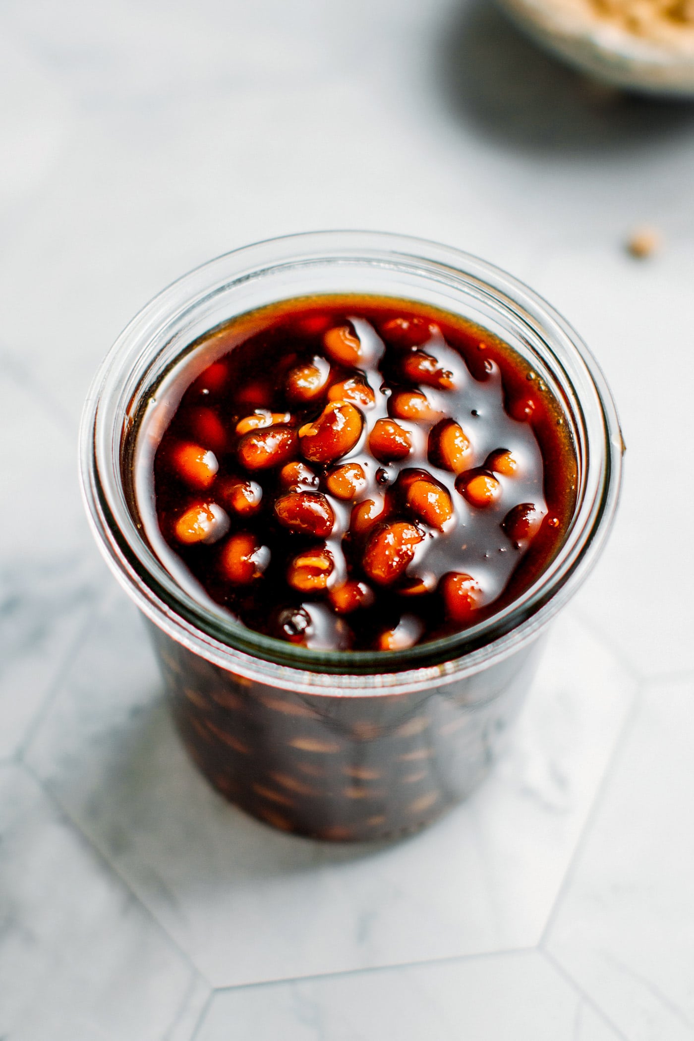 Vietnamese Soybean Sauce (Tương Hột) in a jar.