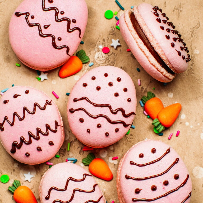 Vegan Chocolate Hazelnut Easter Egg Macarons