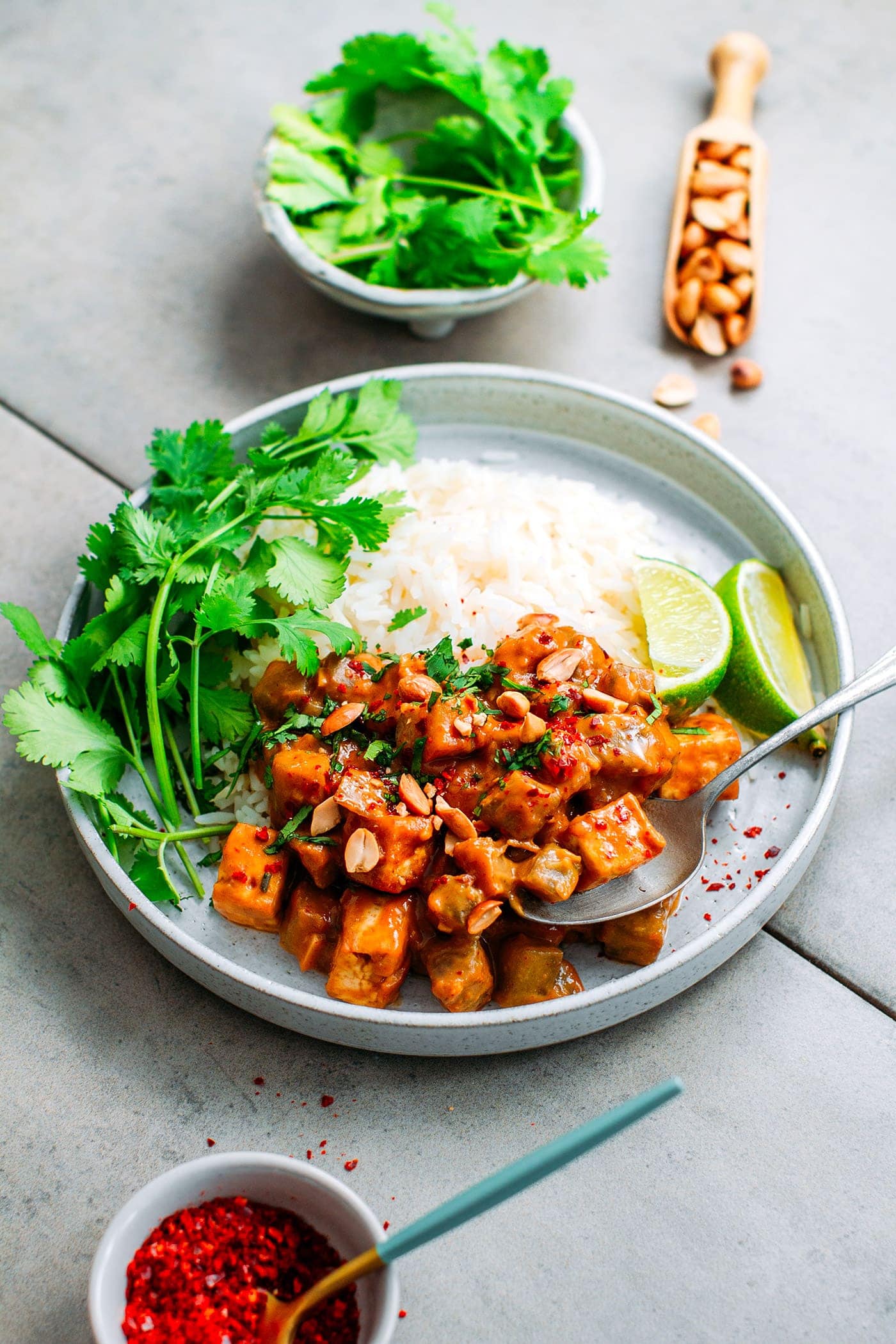 Eggplant & Tofu with Peanut Satay