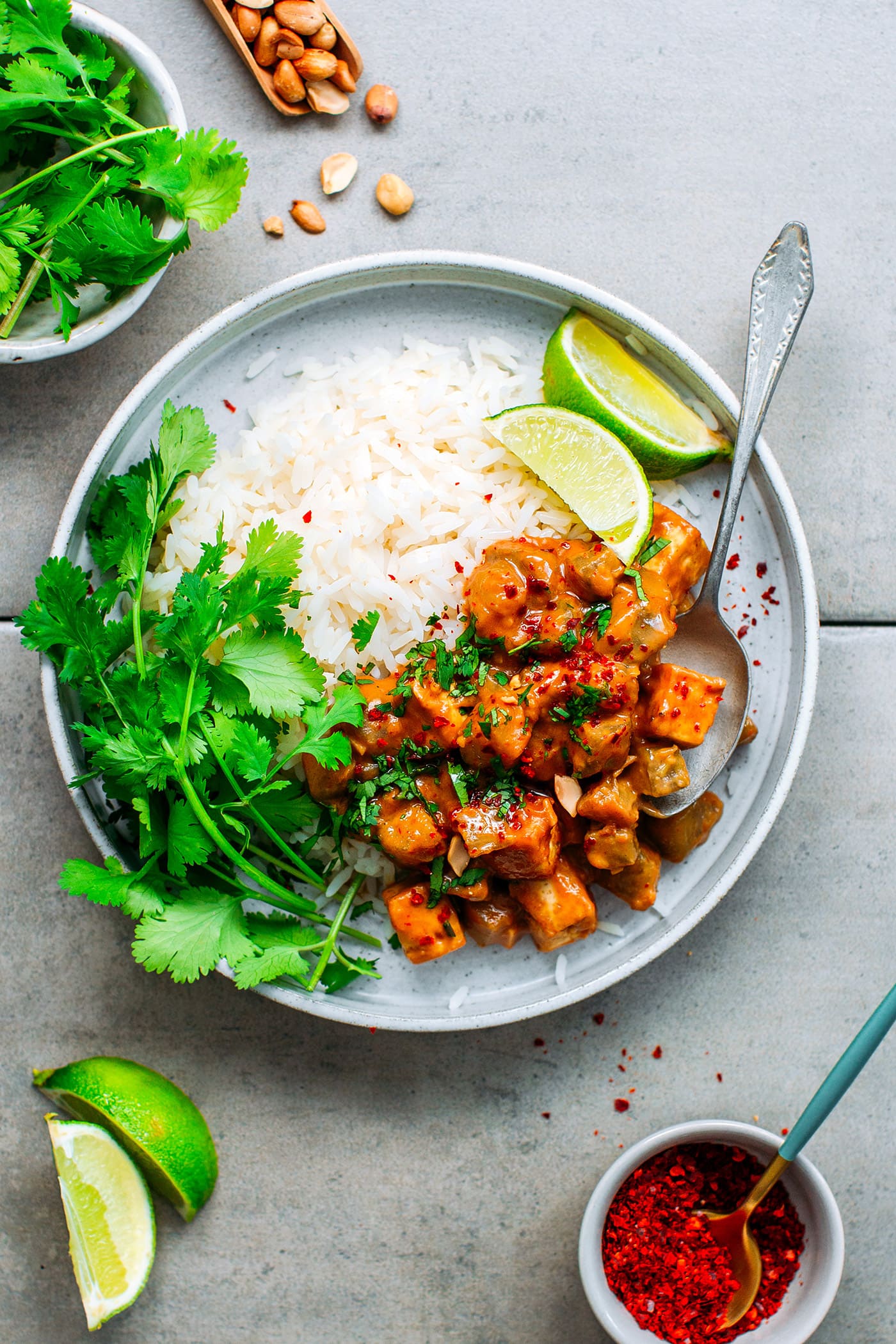 Eggplant & Tofu with Peanut Satay