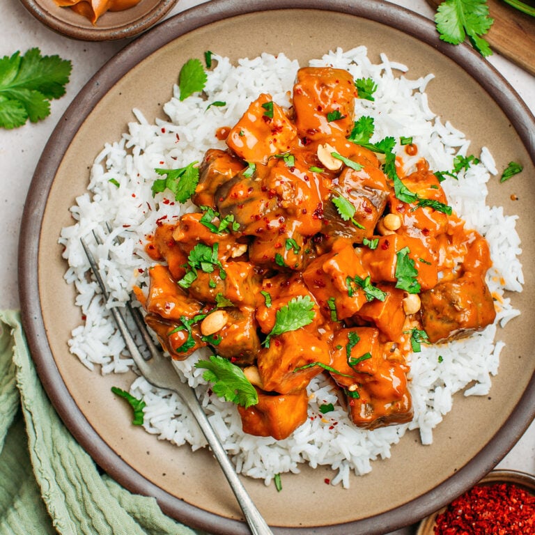 Eggplant & Tofu with Peanut Satay