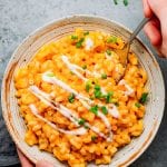 Vegan Sriracha Mac & Cheese (with Cauliflower Sauce!)