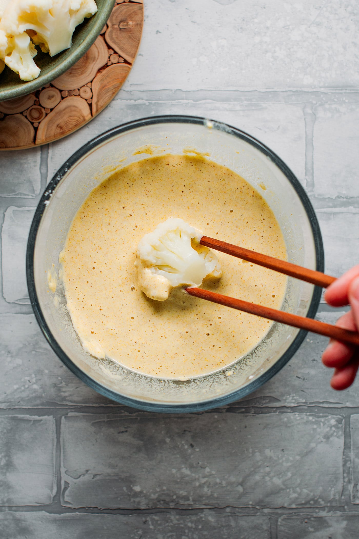 Cauliflower Tempura with Ginger Cream