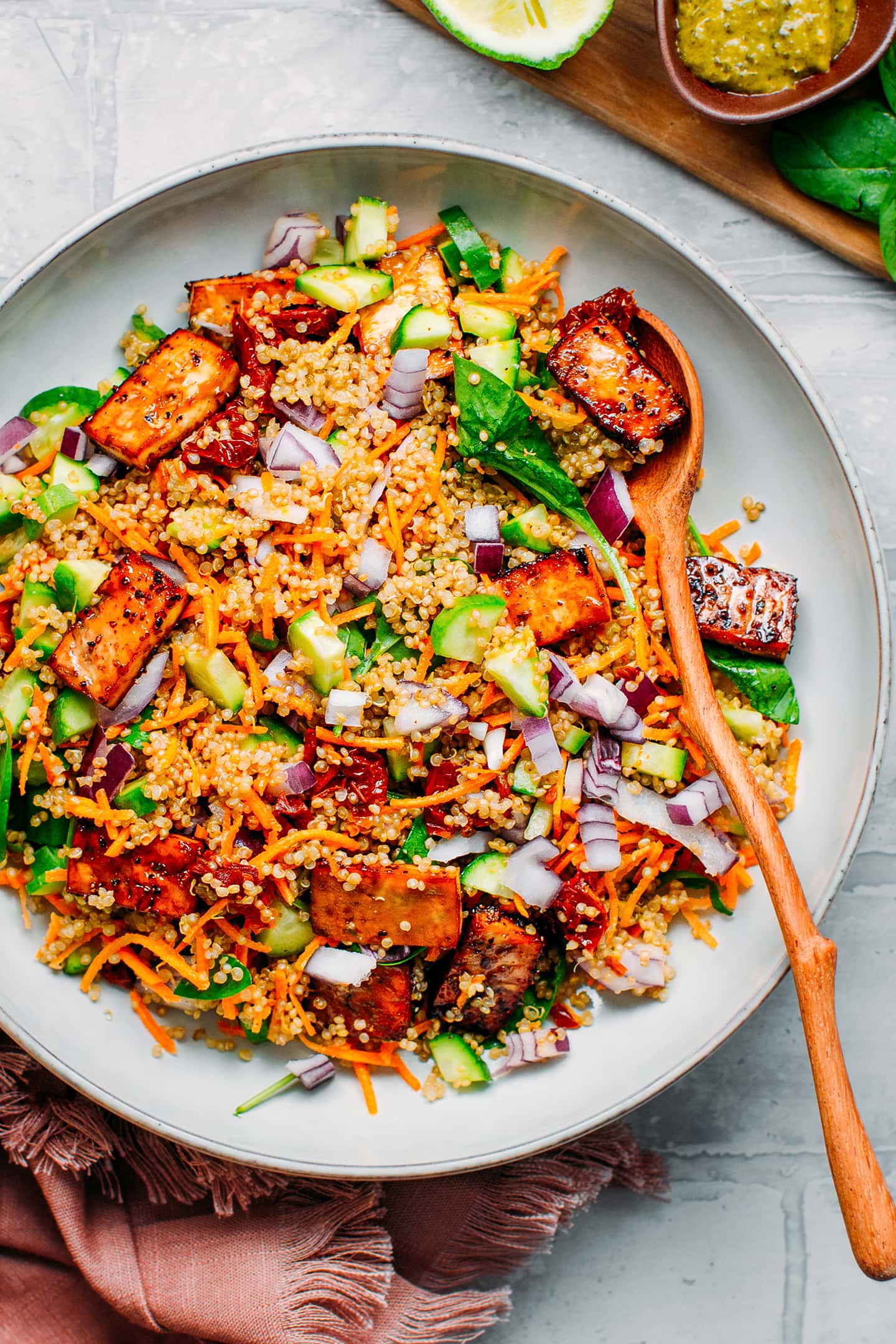 Black Pepper Tofu Quinoa Salad - Full of Plants