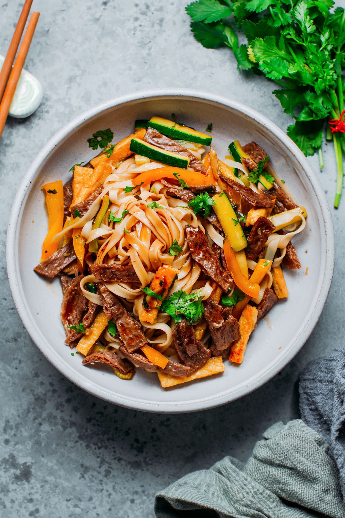 Vegan Char Siu Beef Noodles.