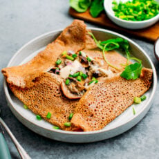 Buckwheat Crêpes with Hummus Mushrooms