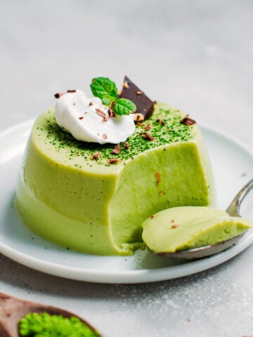 Matcha White Chocolate Flan (Vegan)
