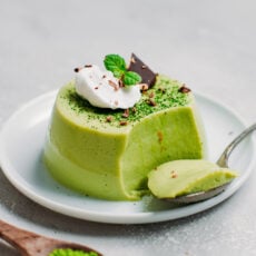 Matcha White Chocolate Flan (Vegan)